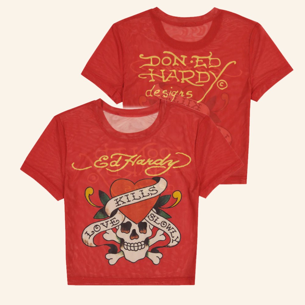 Ed Hardy Merch LKS Skull Baby Tee Ed Hardy Shirt Gift Ideas For Her