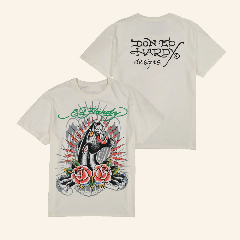 Ed Hardy Merch Panther Rose T-Shirt Ed Hardy Shirt Christmas Gifts For Him
