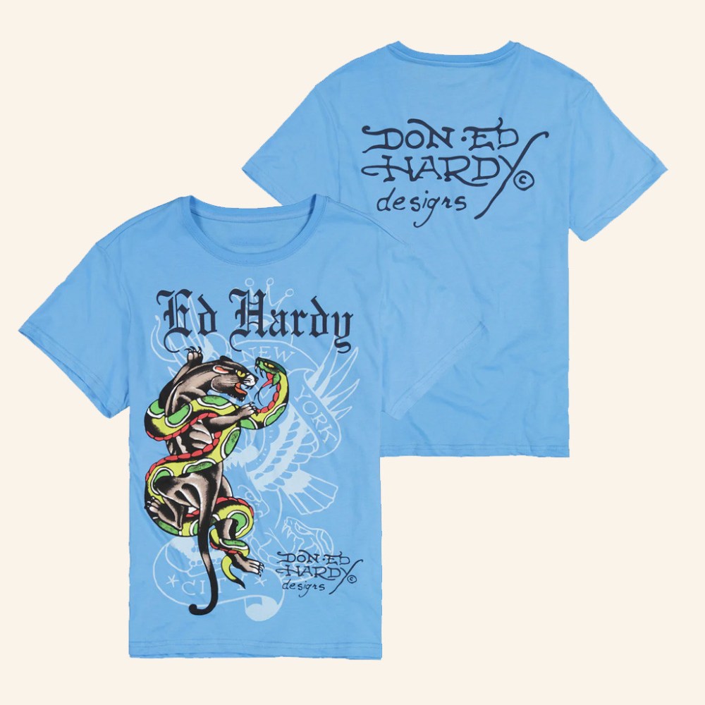 Ed Hardy Merch Panther Snake Multi Tattoo T-Shirt Christmas Gifts For Him