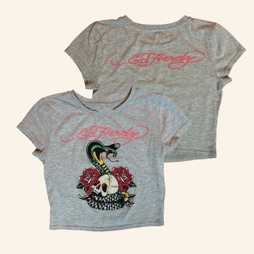 Ed Hardy Merch Rose Cobra Baby Tee Hardy Shirt Birthday Gifts For Girlfriend