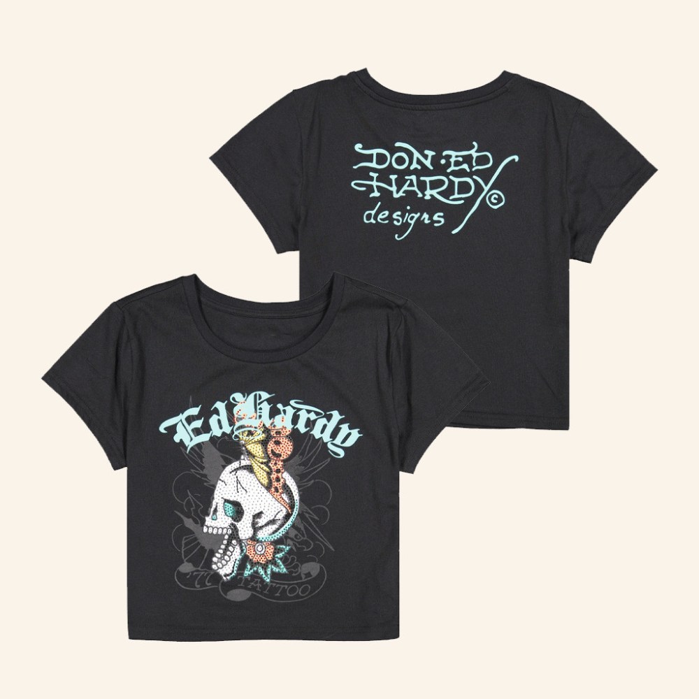 Ed Hardy Merch Skull Butterfly Baby Tee Ed Hardy Shirt Birthday Gifts For Wife
