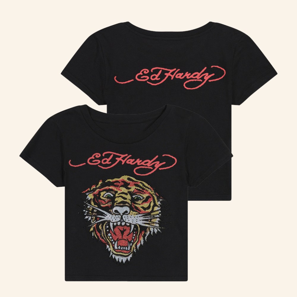 Ed Hardy Merch Tiger Head Baby Tee Ed Hardy Shirt Great Gifts For Girlfriend