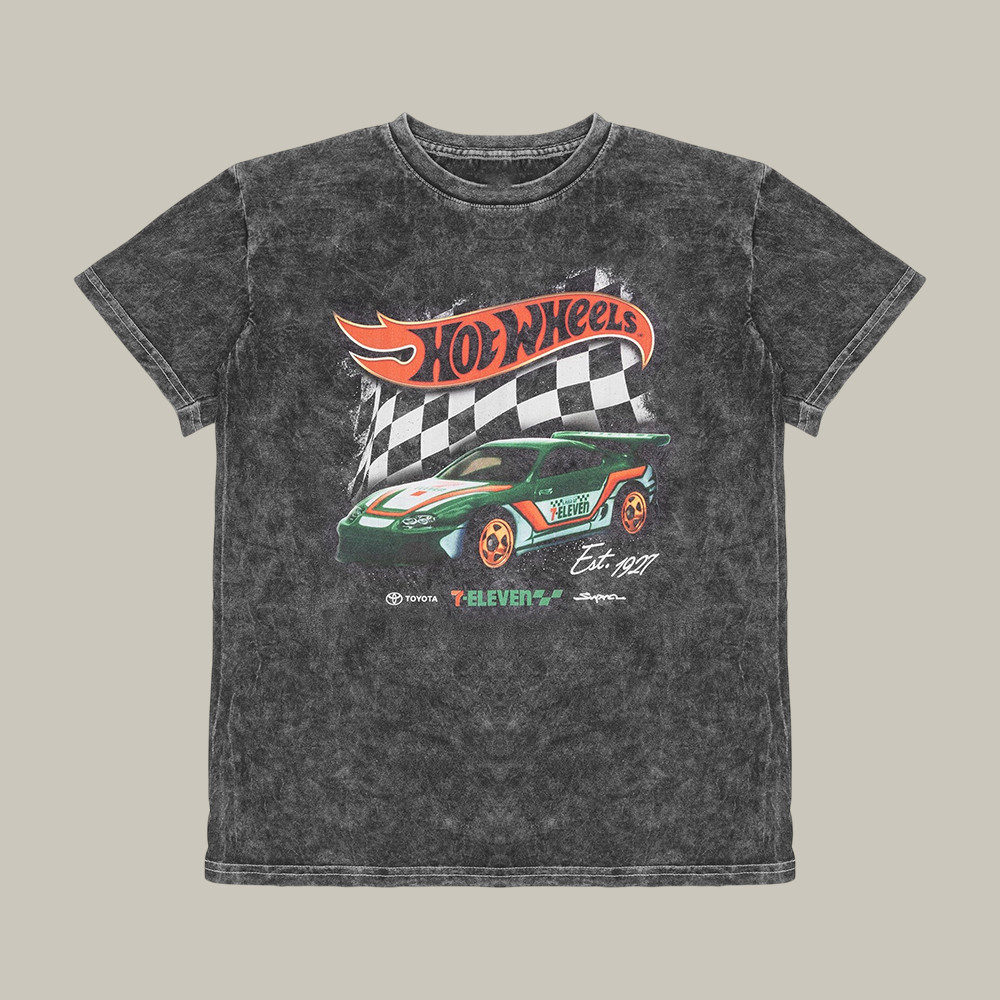 Eleven x Hot Wheels Checker Vintage T-Shirt 7 Eleven Clothes Present For Racer Fans