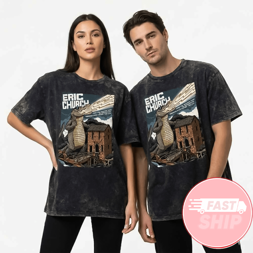 Eric Church Free The Machine Tour 2026 North Little Rock Stop Event Poster Feb 19 2026 Washed T-Shirt