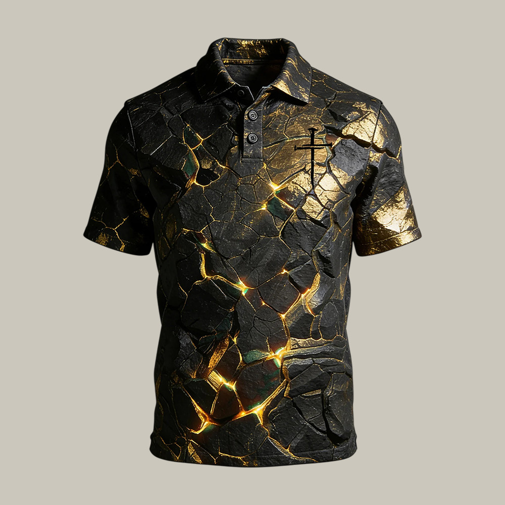 Faith Cross Crack Earth Polo Shirt God Is Good Shirt Best Gift For Husband Birthday
