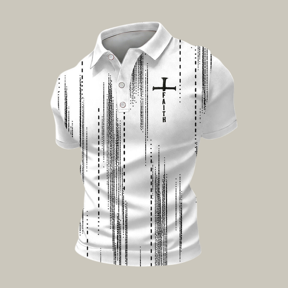 Faith Cross Graphic Polo Shirt God Is Good Clothes Present Idea For Husband