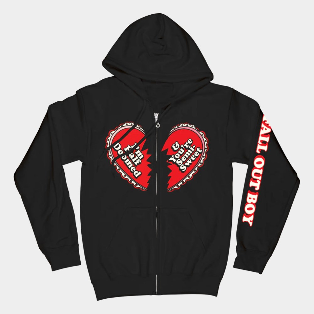 Fall Out Boy Merch I'm Half Doomed Zip Hoodie Fall Out Boy Hoodie Gift For Rock Band Fans