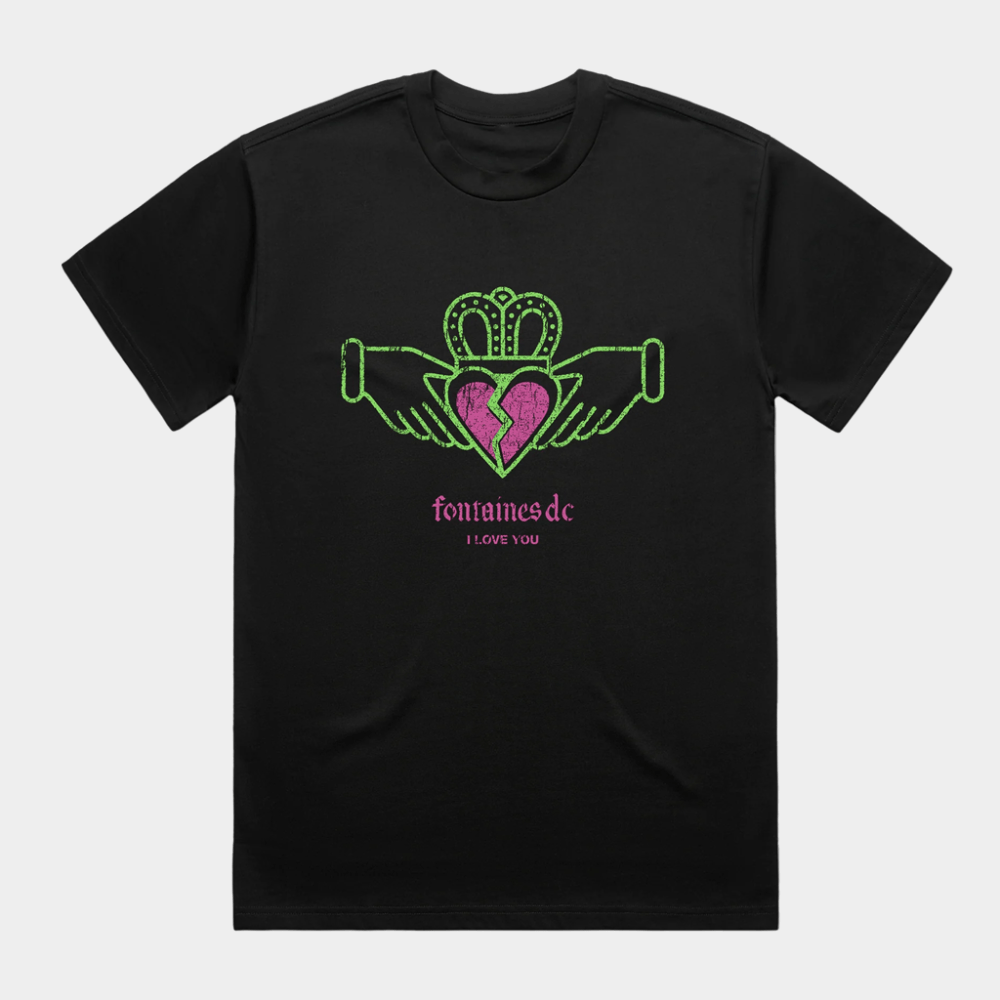 Fontaines DC Merch I Love You Black T-Shirt Gifts For Rock Band Fans