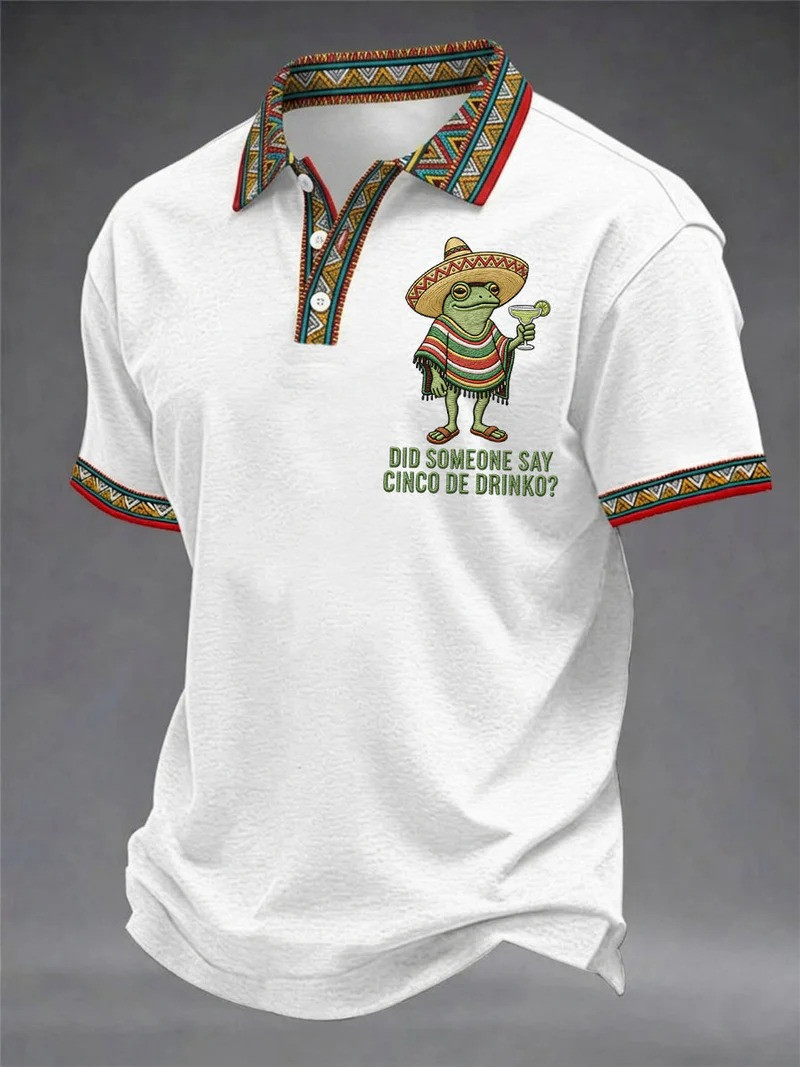 Funny Frog Cinco De Drinko Polo Shirt Mexican Sombrero Margarita Clothing Summer Fiesta Gift