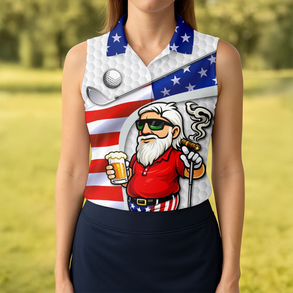 Funny Golf And Beer Patriotic Golf Polo Shirt Best Golf Apparel Gifts For Female Golfers