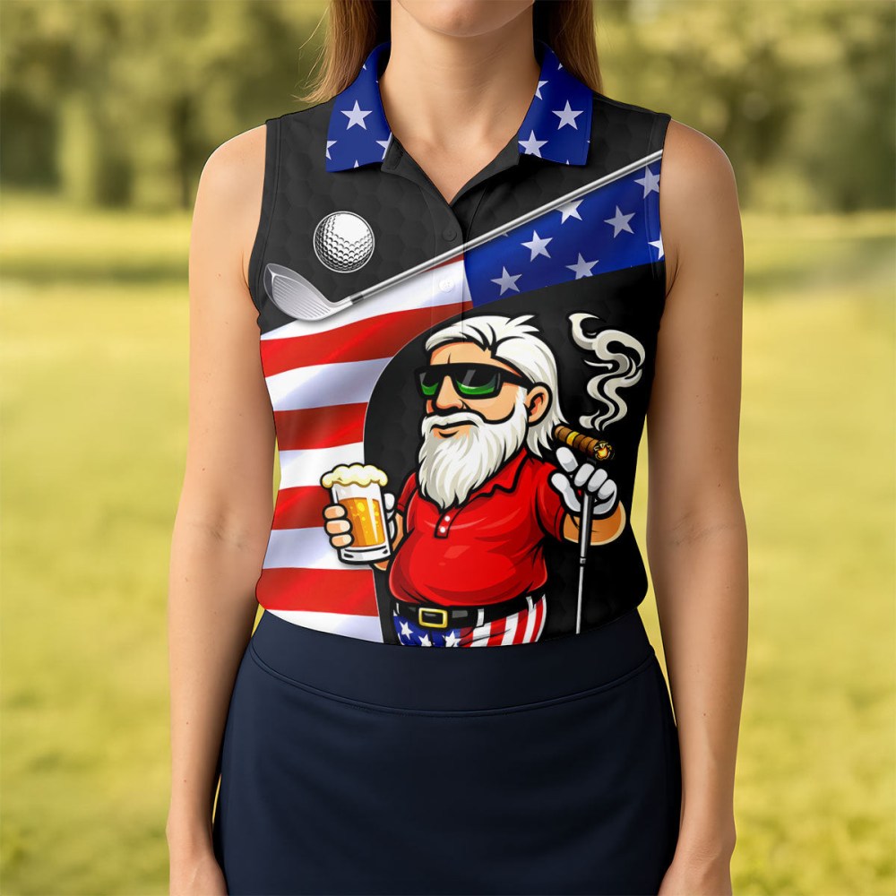 Funny Golf And Beer Patriotic Golf Polo Shirt Golf Outfit Women Gifts For Female Golfers