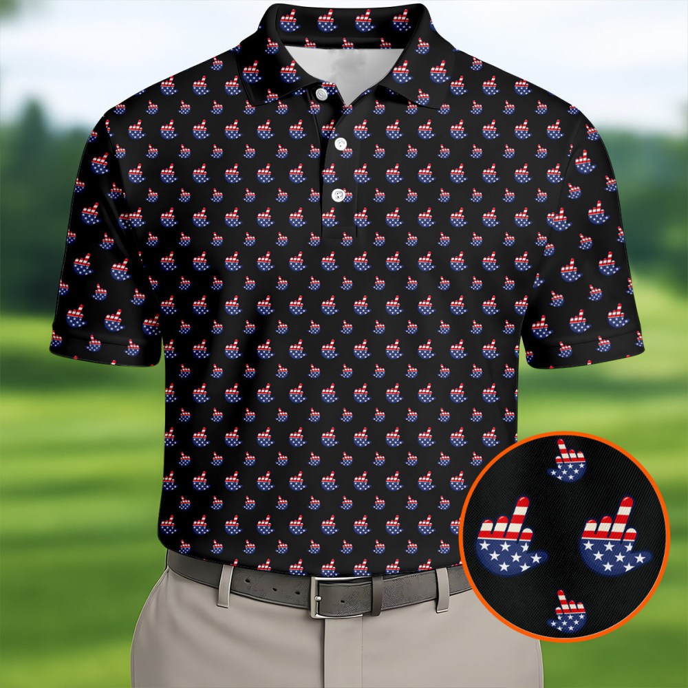 Funny Middle Finger 250Th Anniversary Golf Polo Shirt Mens Polo Shirts Gift For Golfers