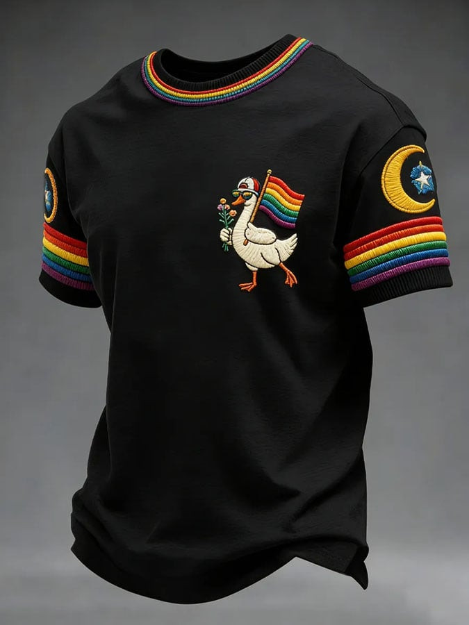 Funny Pride Goose T-Shirt Rainbow Flag Duck Clothing Gift For LGBT Lover