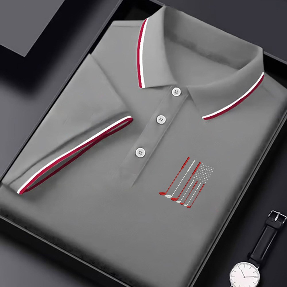 Golf Clubs America Flag Patriotic Golf Polo Shirt Mens Polo Shirts Awesome Golf Gifts