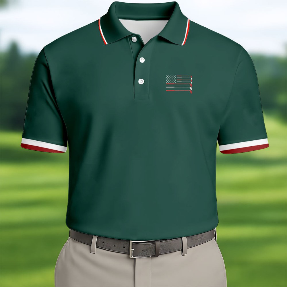 Golf Clubs US Flag 250 Years Golf Polo Shirt Mens Golf Attire Cool Golf Gifts For Dad