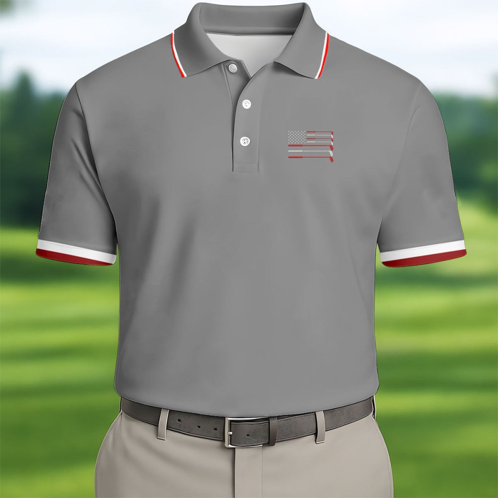 Golf Clubs US Flag 250 Years Golf Polo Shirt Mens Golf Outfit Golf Stuff For Dad