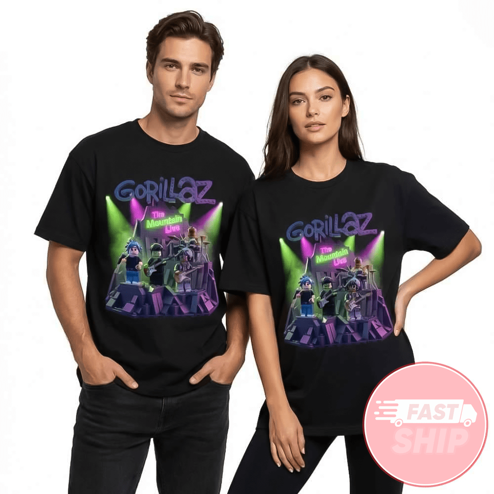 Gorillaz The Mountain Live February 22 2026 Hollywood Palladium Los Angeles CA Concert Lego Artwork T-Shirt Black