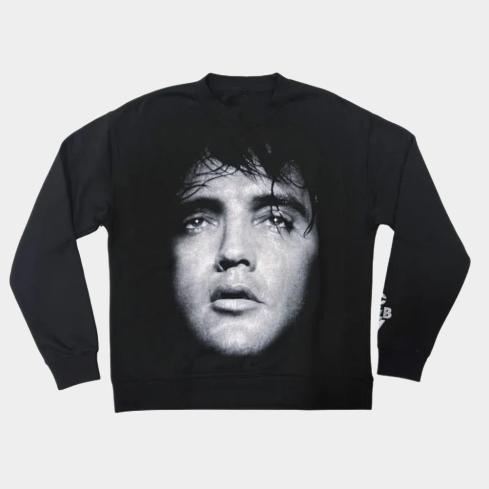 Graceland Merch Elvis Close Up Relaxed Crew Sweatshirt Birthday Gifts For Music Lovers