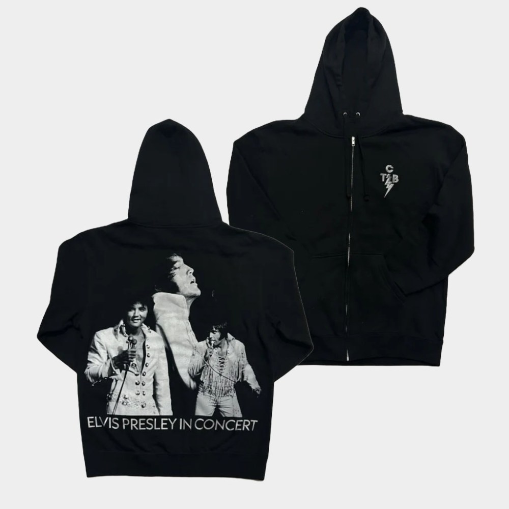 Graceland Merch Elvis Presley In Concert Zip Hoodie Cool Gifts For Music Lovers