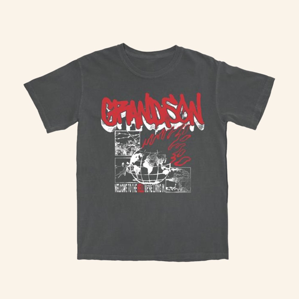 Grandson Music Merch Burning World T-Shirt Cool Gifts For Music Lovers