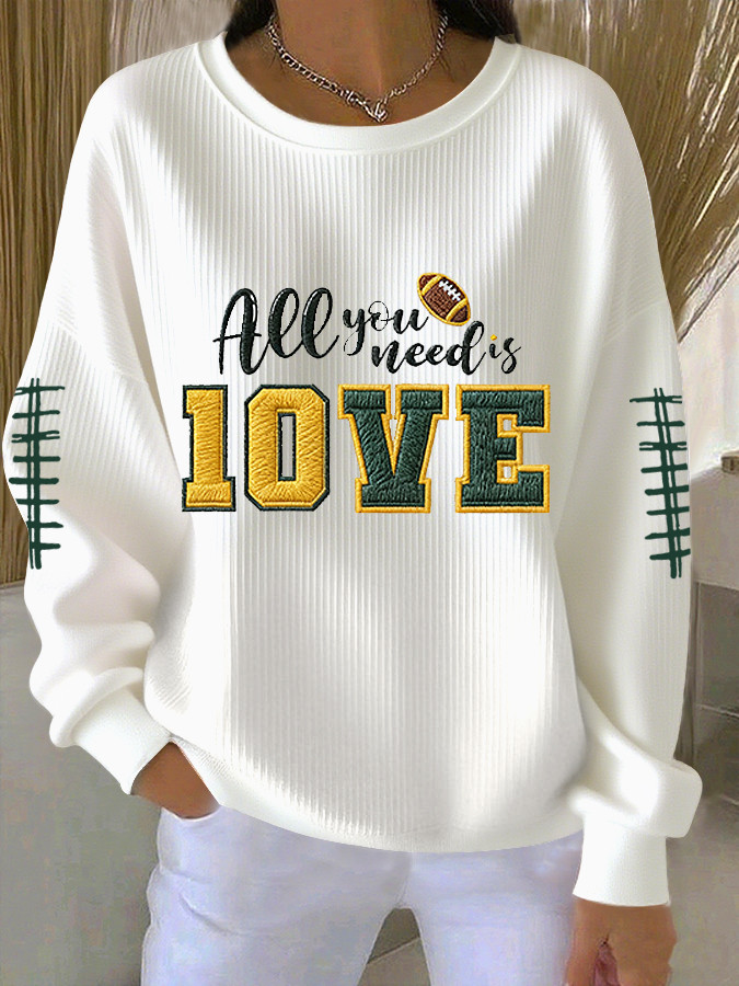 Green Bay Football All You Need Is Love Sweatshirt Green Bay Pride Merch Women's Game Day Shirt