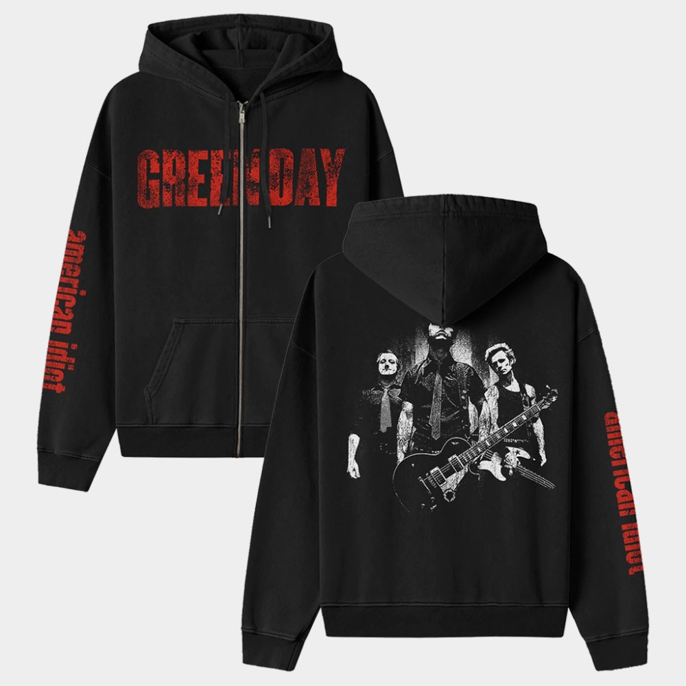 Green Day Merch American Idiot Photo Back Zip Hoodie Green Day Hoodie Birthday Gift For Brother