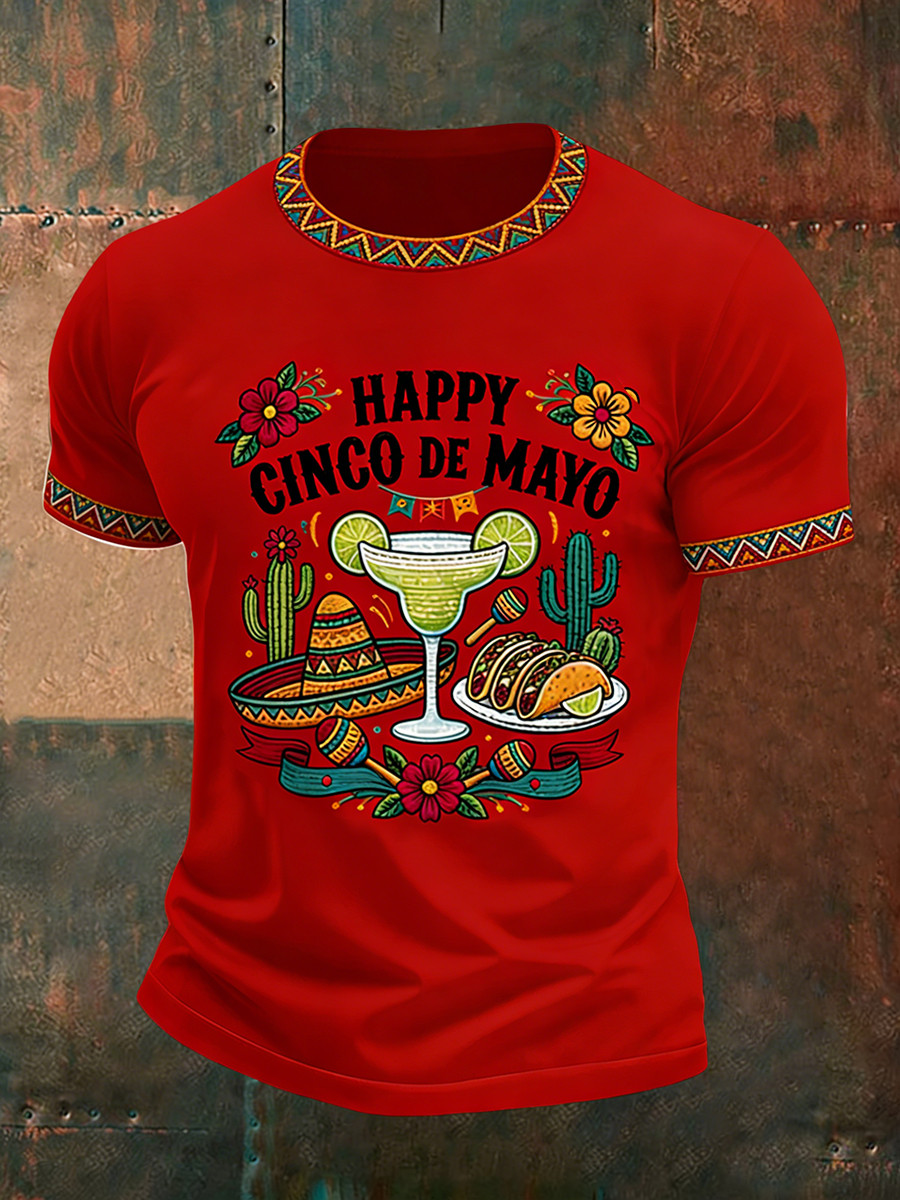 Happy Cinco De Mayo T-Shirt Taco Margarita Mexico Party Clothing Gift For Him