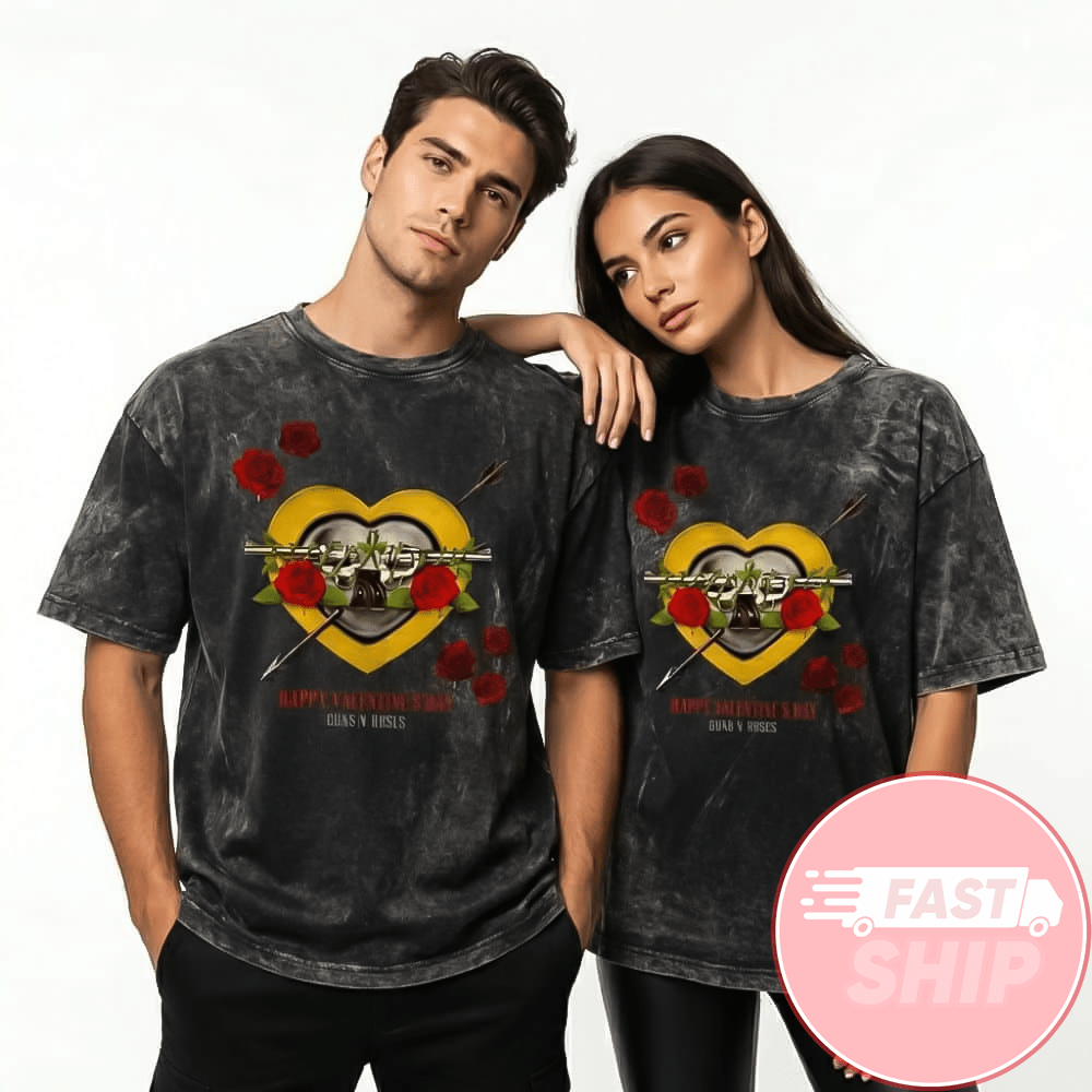 Happy Valentine's Day Guns N' Roses 2026 Logo T-Shirt Guns N' Roses Merch Rock Fan Gifts