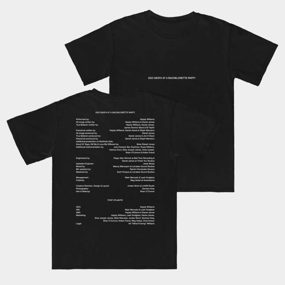 Hayley Williams Merch Credits White T-Shirt Ego Death At A Bachelorette Party Shirt Fans Gifts