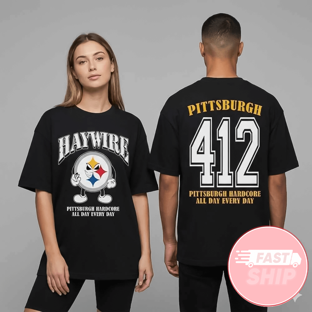 Haywire x NFL Pittsburgh Steelers Opening Act At St Patrick's Day February 12 2026 412 T-Shirt Black