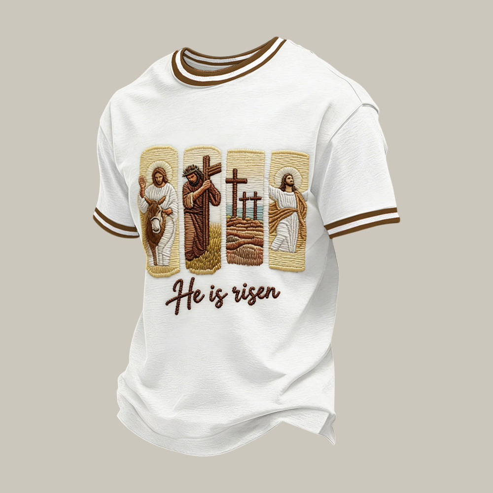 He Is Risen Easter Jesus Christian Cross T-Shirt Faith Based Shirt Father's Day Gift Idea