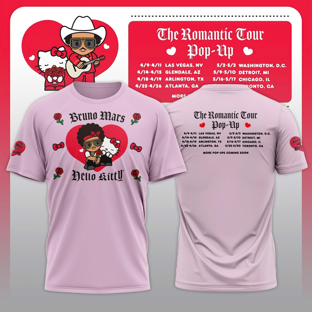 Hello Kitty Bruno Mars Pop T-Shirt Bruno Mars X Hello Kitty Clothes Gift For Girlfriend