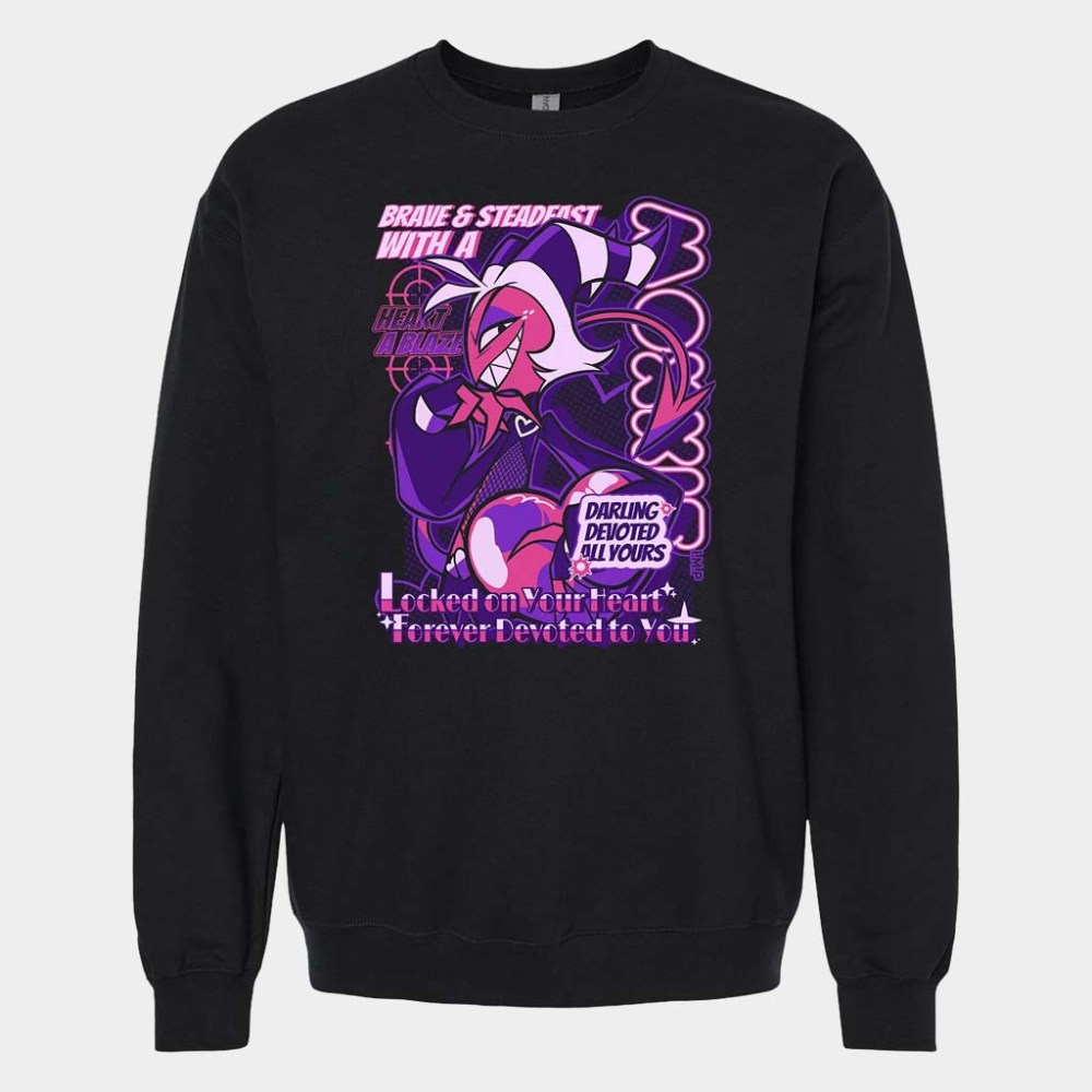 Helluva Boss Merch Moxxie Crewneck From Helluva Boss With Love Sweatshirt Gift For BFF