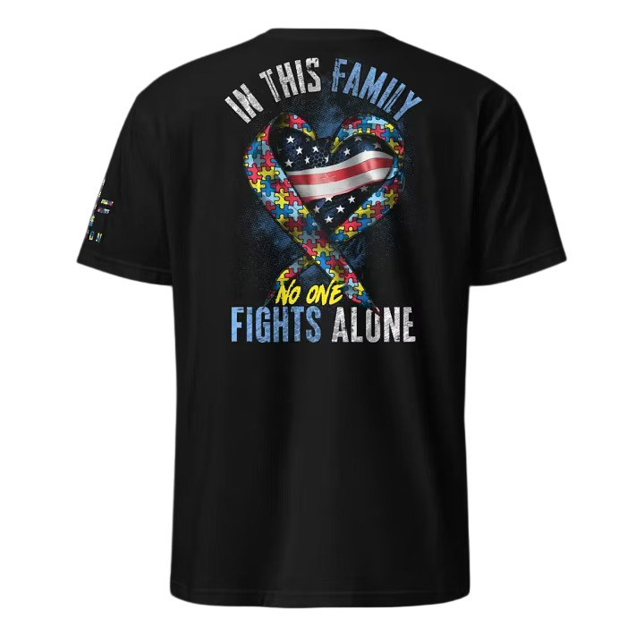 In This Family No Fights Alone T-Shirt Autism Awareness Apparel Gift For Autism Mom