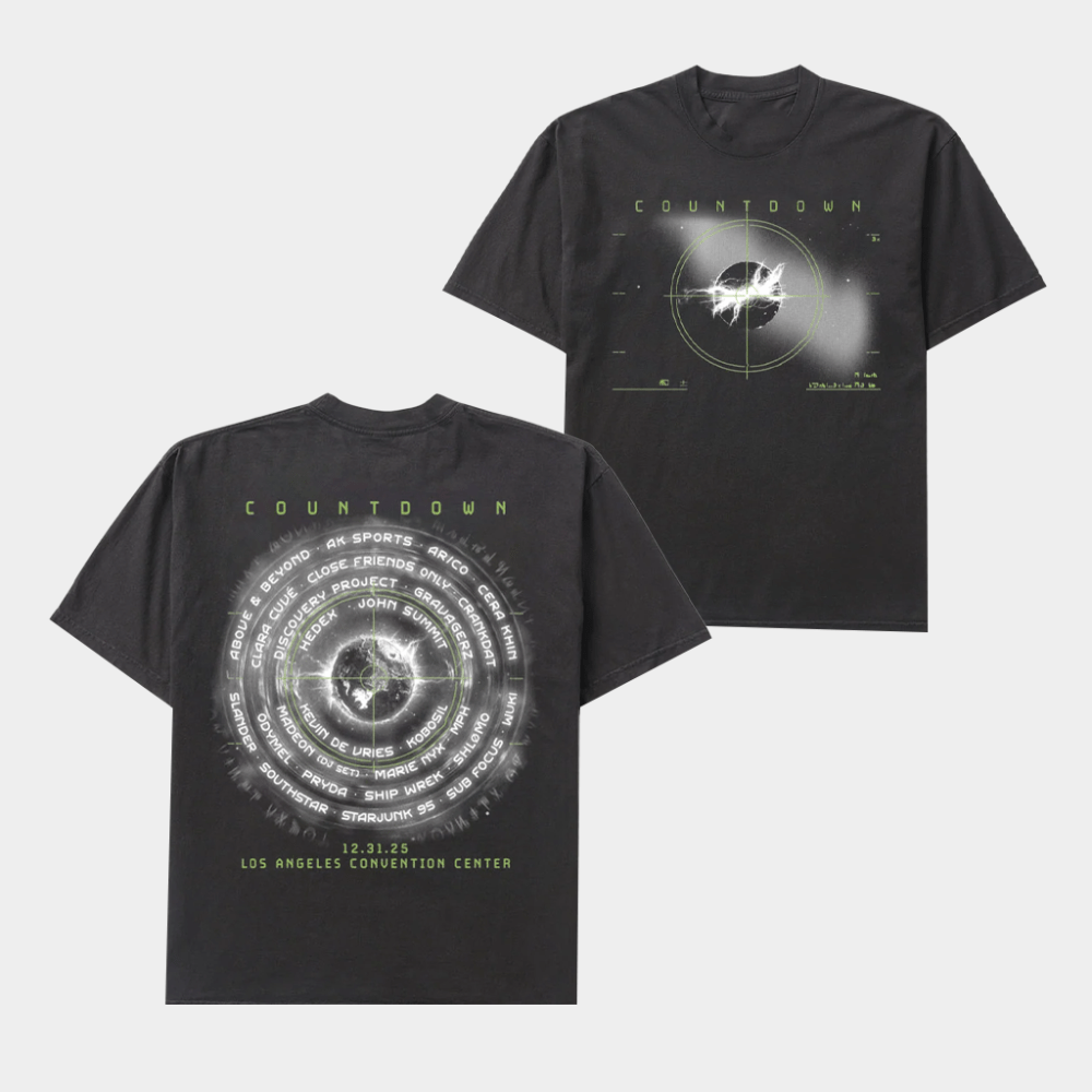 Insomniac Merch Crosshairs T-Shirt Countdown 12 31 25 Los Angeles Convention Center Shirt