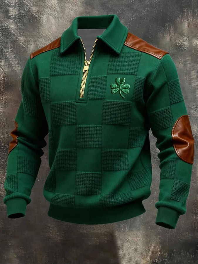 Irish Shamrock St Patrick's Day Half Zip Polo Sweatshirt Ireland Pride St Patrick's Day Clothes