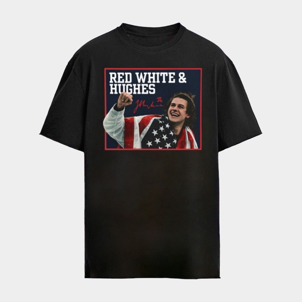 Jack Hughes Shirt USA Hockey Gold Medal Merch Red White And Hughes Winter Olympics 2026 Merch