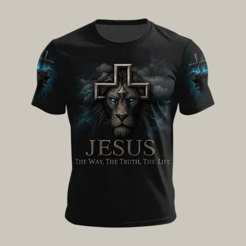 Jesus The Way The Truth The Life Lion T-Shirt Faith Based Clothes Gift For Husband