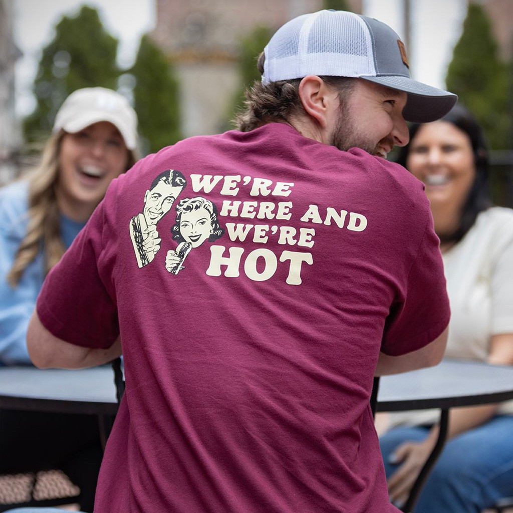 Jimmy Johns Merch We're Here And We're Hot T-Shirt Gift Ideas For Him Her