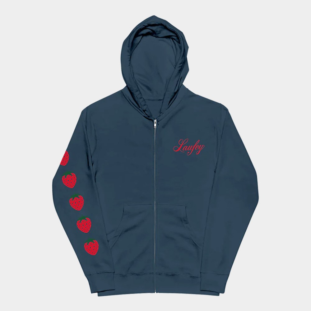 Laufey Merch Strawberry Zip Hoodie Laufey Apparel Gifts For Music Lovers