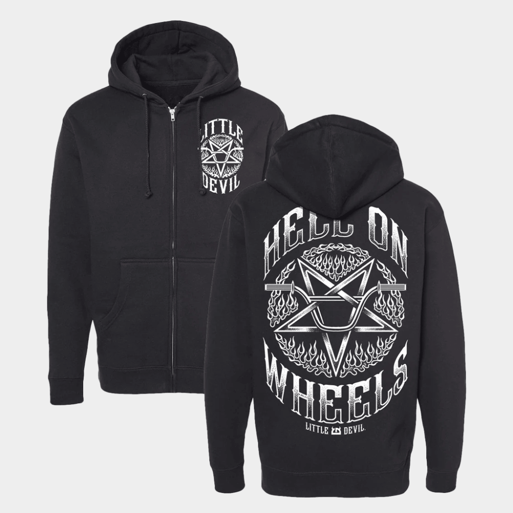Little Devil Brand Merch Hell On Wheels Zipper Hoodie Birthday Present For Him