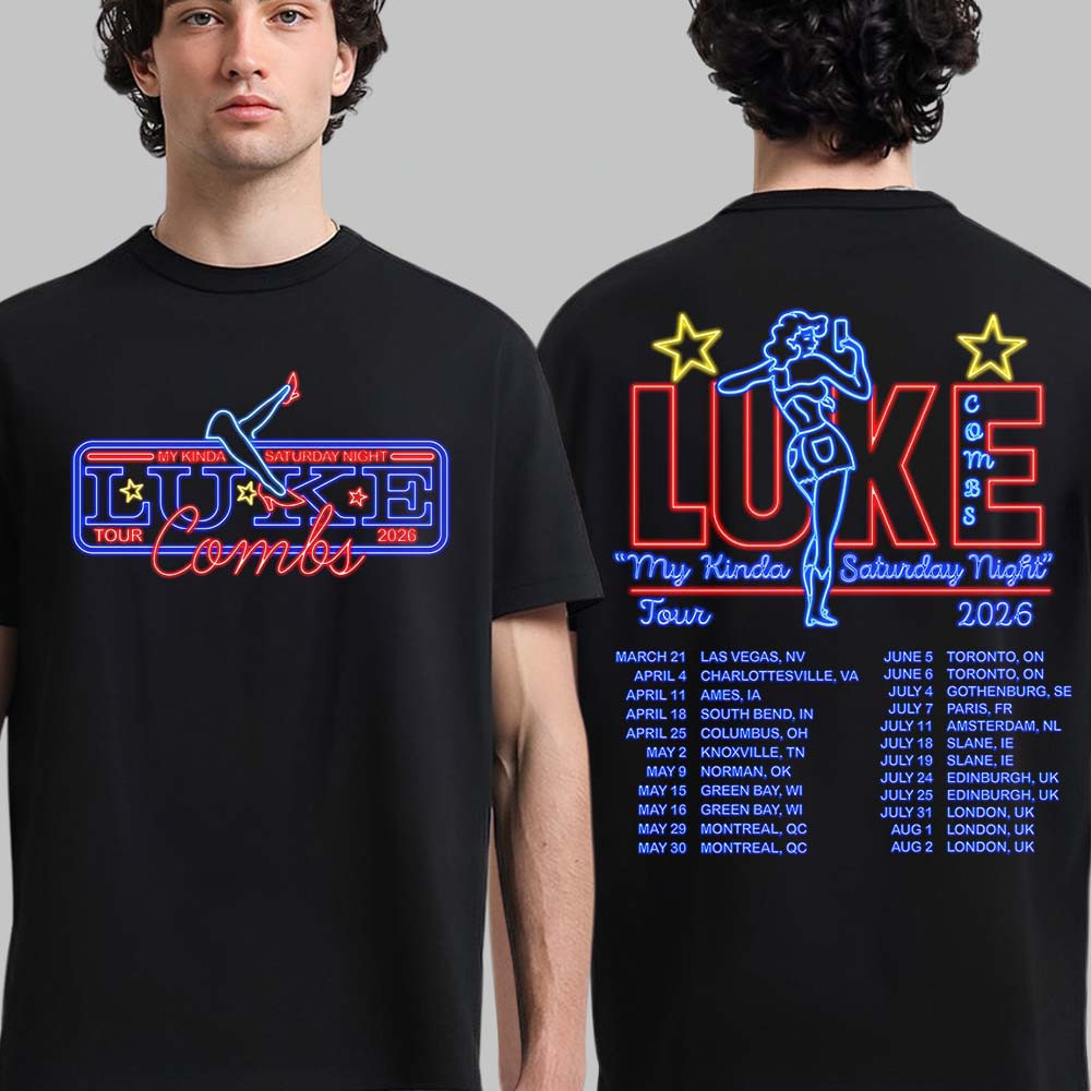 Luke Combs My Kinda Saturday Night Tour 2026 Merch Neon Girl Light Tour T-Shirt Music Fan Gift