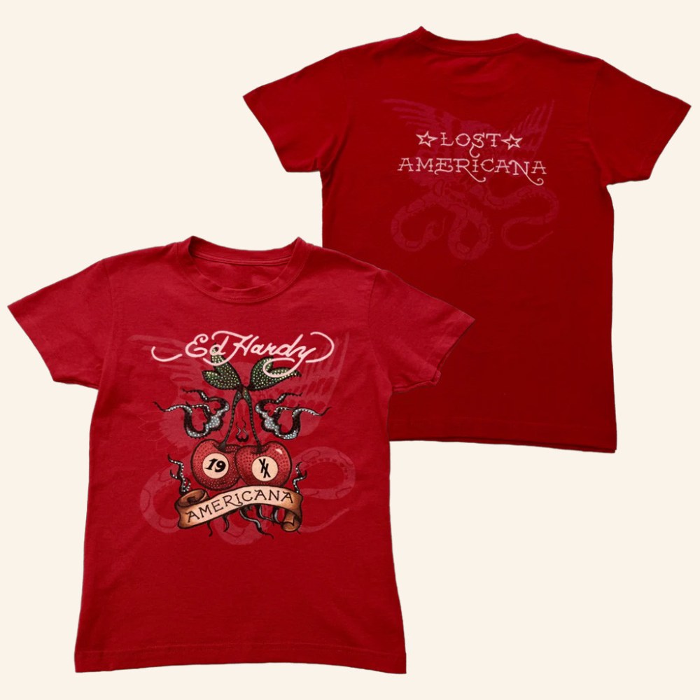 Machine Gun Kelly Merch Cherries T-Shirt MGK x Ed Hardy Shirt Gifts For Girlfriend