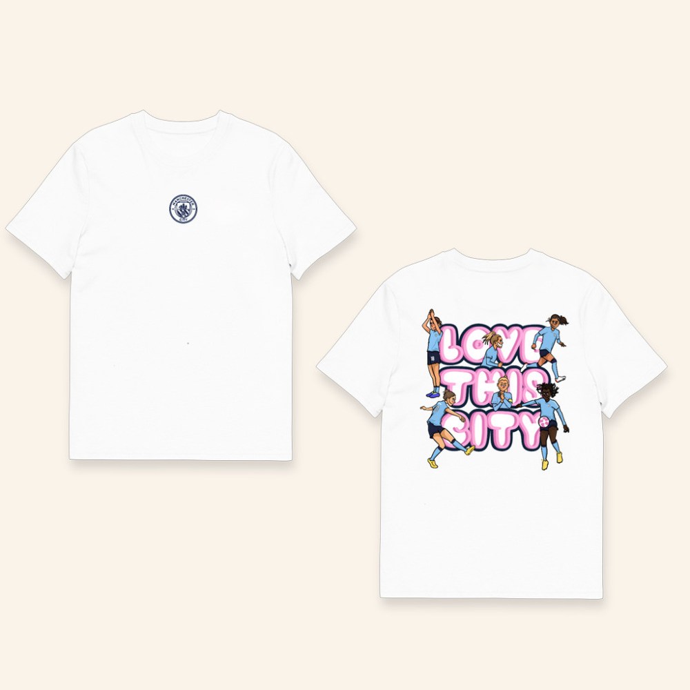 Mancity Merch Manchester City Afta Studios X MCWFC Graphic T-Shirt Love This City Shirt