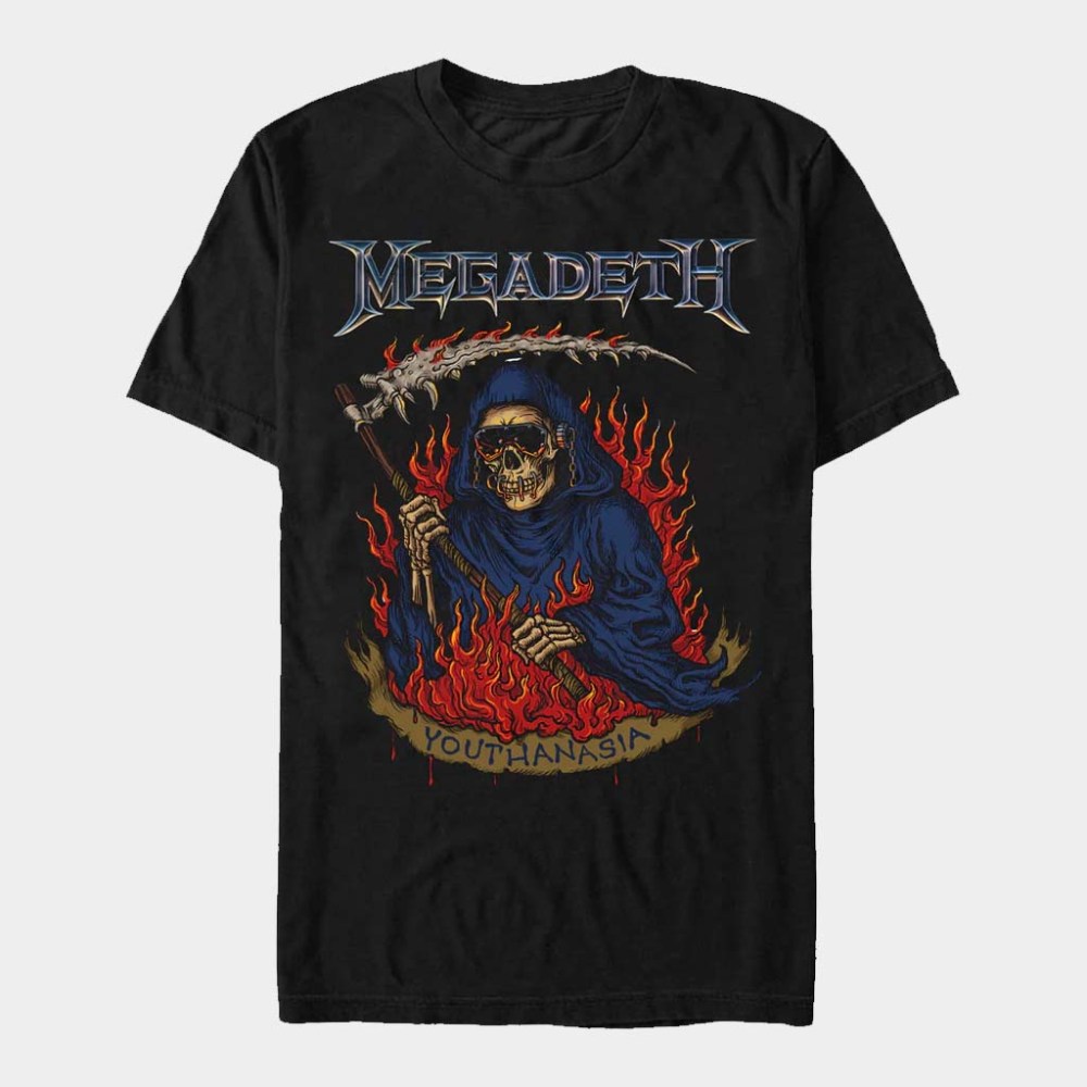 Megadeth Merch Reaper Flames T-Shirt Megadeth Shirt Cool Gifts For Music Lovers