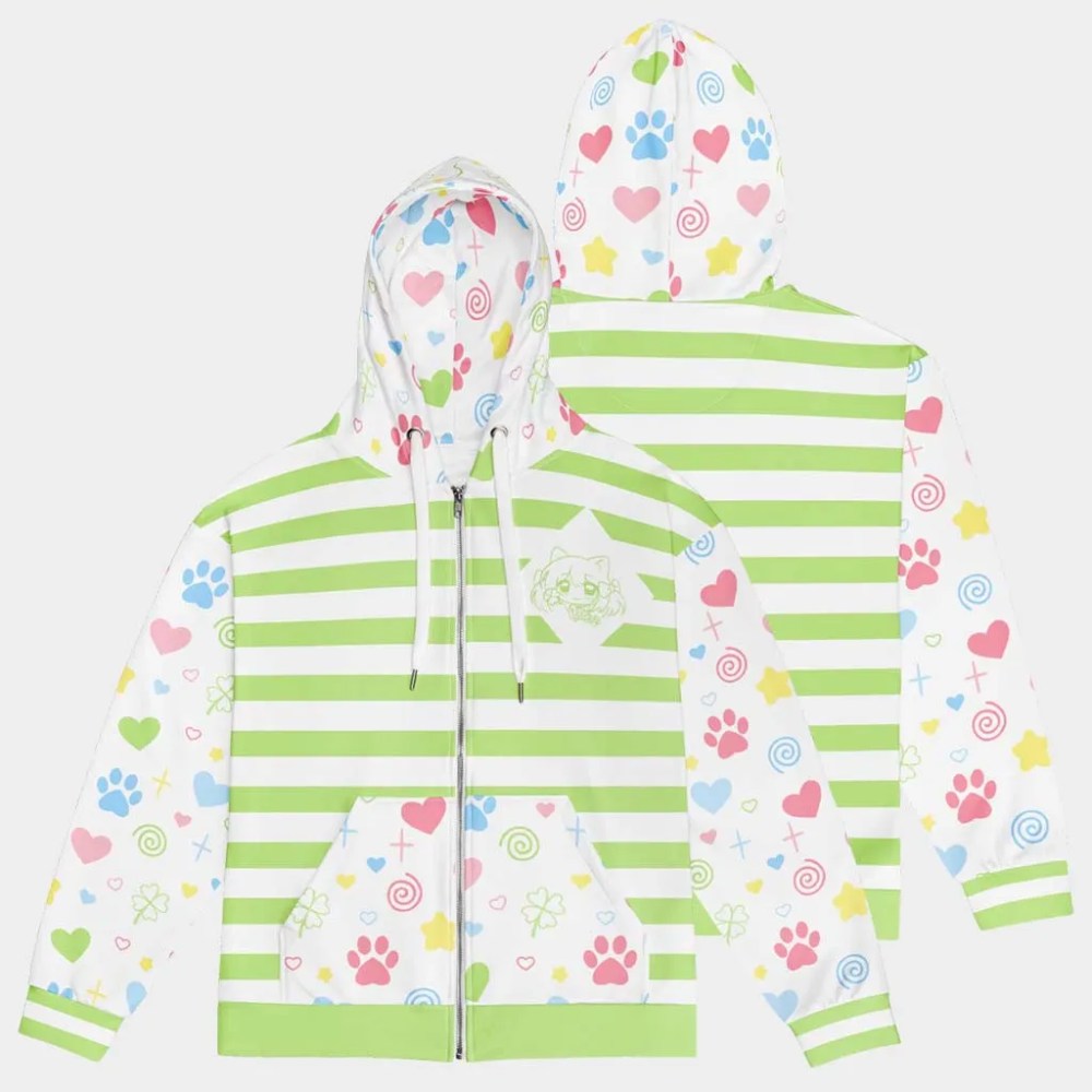 Meowbah Merch Lucky Neko Zip Hoodie Meowbah Hoodie Great Gifts For Sister