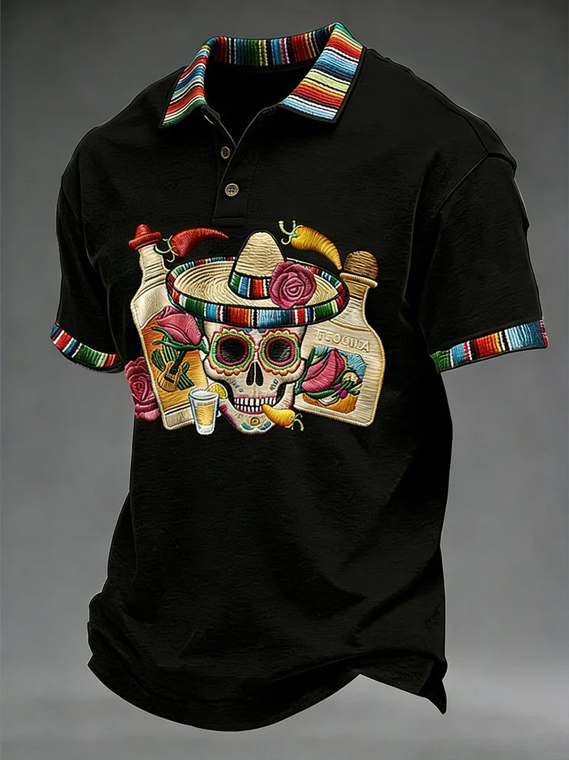 Mexican Sugar Skull Polo Shirt Tequila And Sombrero Cinco De Mayo Fiesta Party Merch Gift Ideas