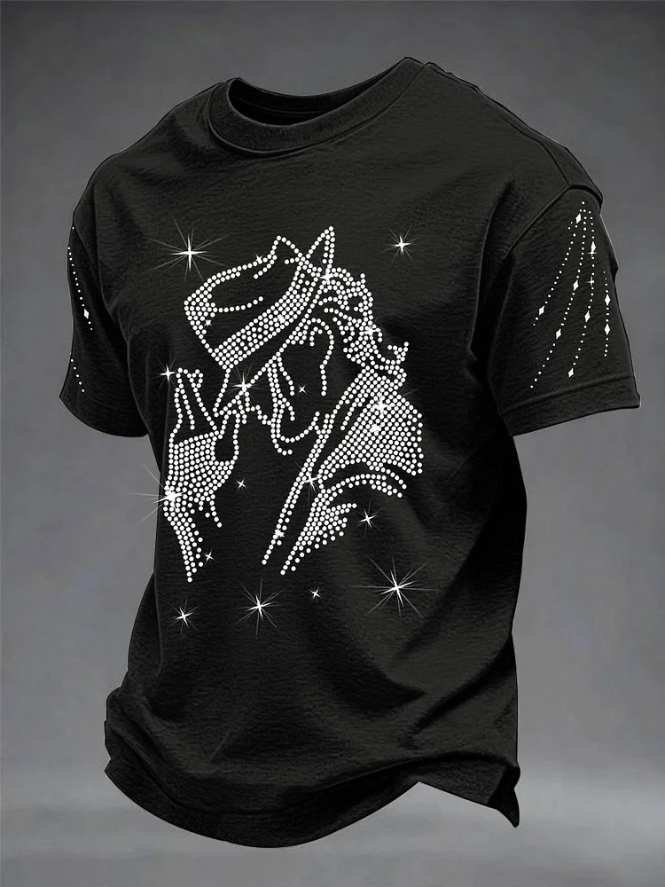 Michael Jackson Crystal Rhinestone T-Shirt King of Pop Clothing Fans Gift