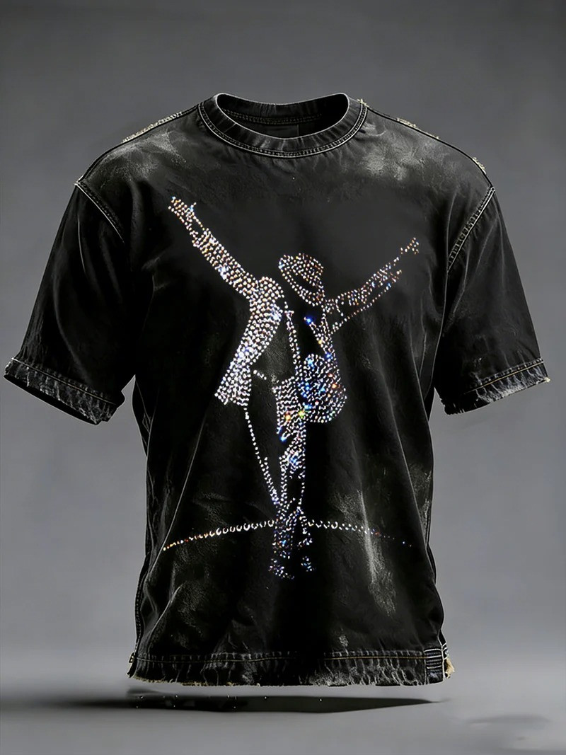Michael Jackson Moonwalk Silhouette T-Shirt King Of Pop Dance Apparel MJ Fan Gift