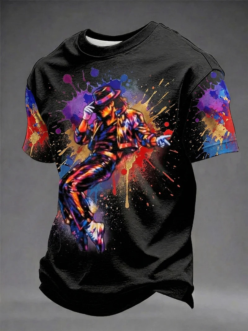 Michael Jackson Moonwalk Splash Art T-Shirt Colorful King Of Pop Clothing Gift For Fans